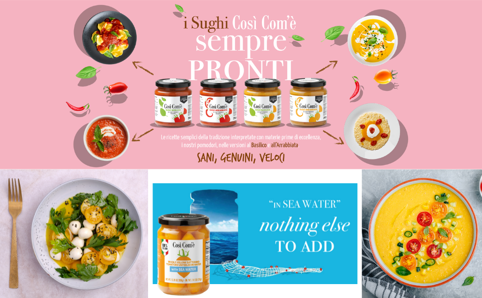 Così Com'è Italian Arrabiata Pasta Sauce, Yellow Datterino Tomatoes Sauce with Chili Pepper, Non- GMO - Pack of 3