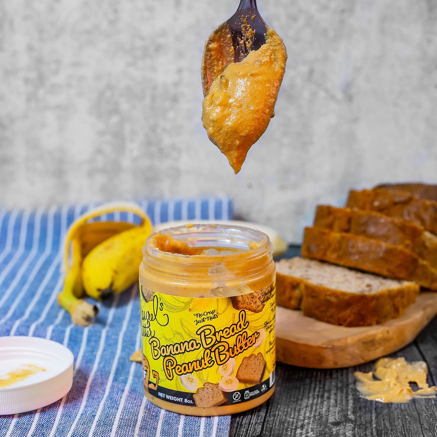 Laurel’s Banana Bread Peanut Butter – High Protein and Keto Friendly Butter – Gluten Free and No Preservatives – Non GMO, Kosher - Pack of 2
