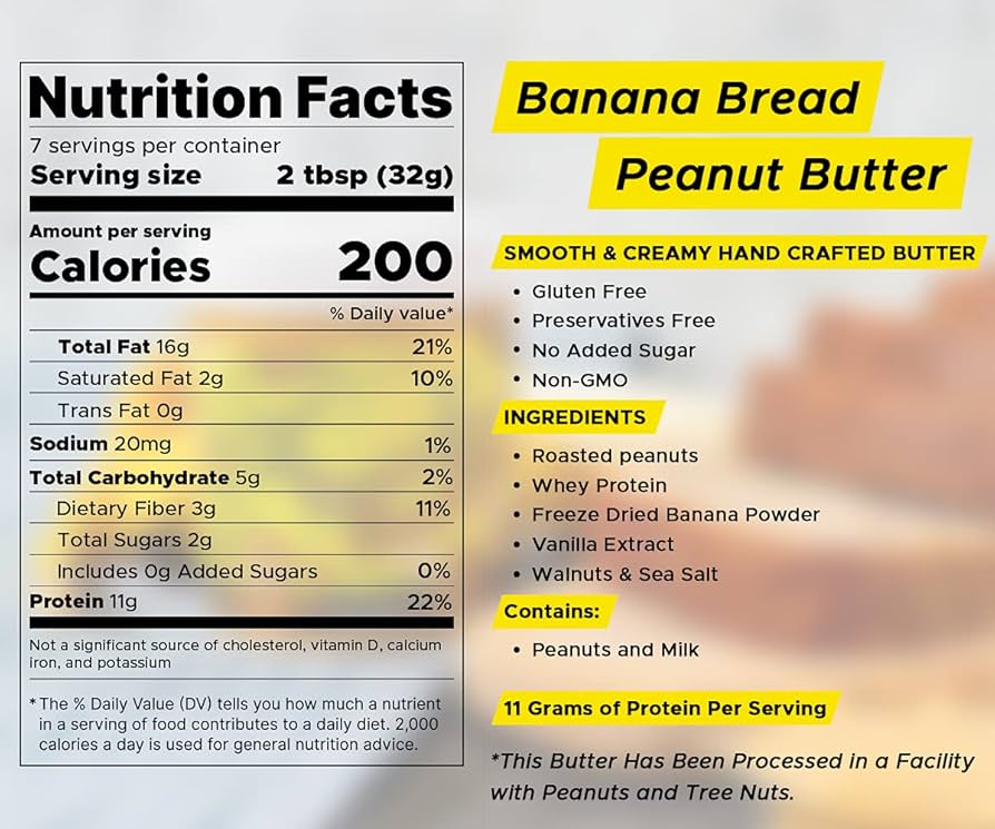 Laurel’s Banana Bread Peanut Butter – High Protein and Keto Friendly Butter – Gluten Free and No Preservatives – Non GMO, Kosher - Pack of 2