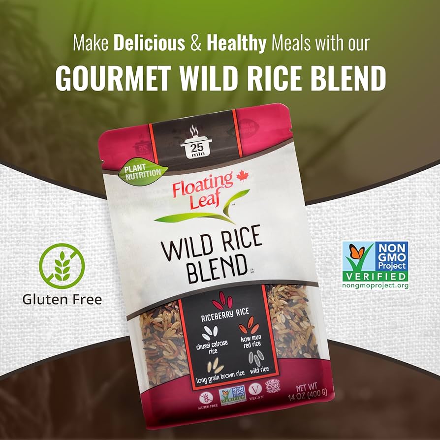 Floating Leaf Wild Rice Blend, Gluten Free Vegan Rice with Nutty Aroma, Flavorful Mix of Riceberry, Red Rice, Medium Grain & Long Grain Brown Rice - Pack of 3