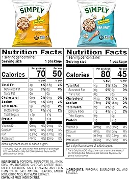 Smartfood Simply Variety Pack, White Cheddar and Sea Salt, 0.5 oz - 36/Case