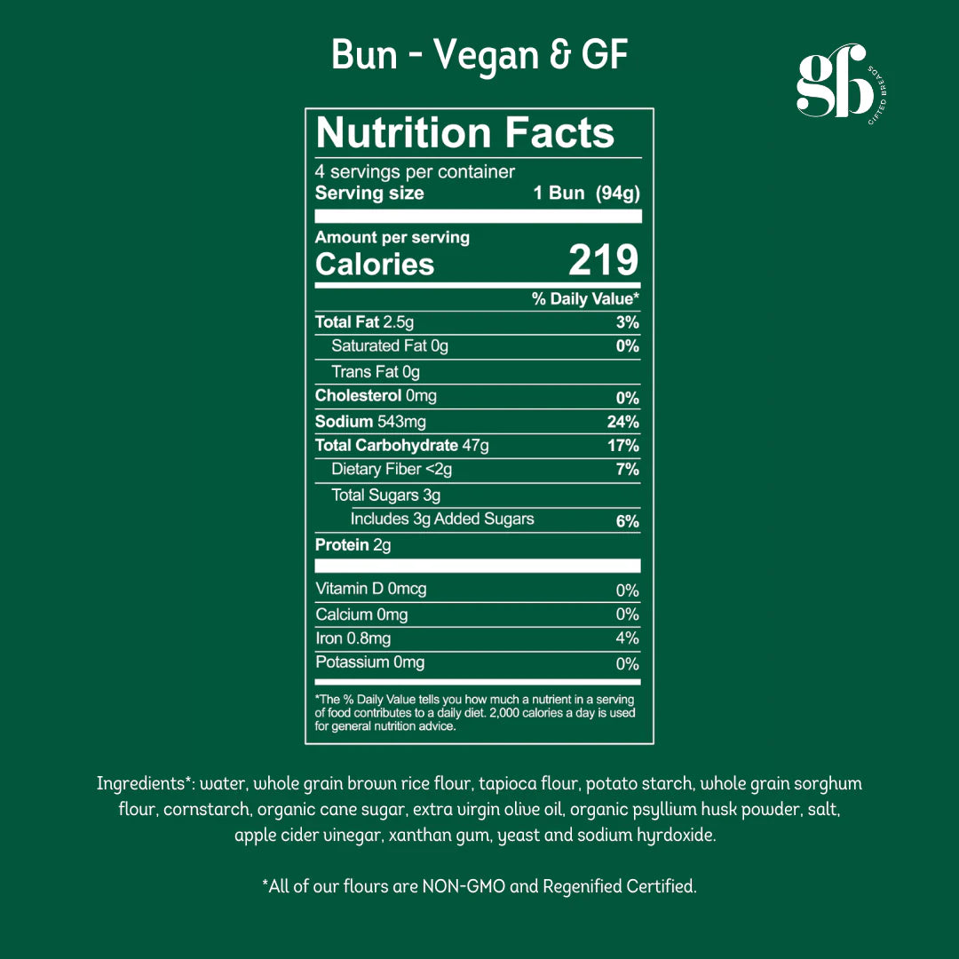 Gluten Free and Vegan Breads - Allergen-Friendly - Burger Buns - Pack of 2