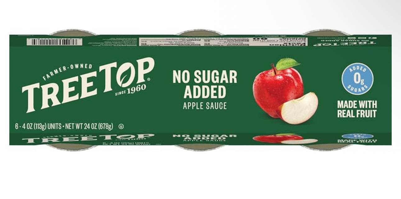 Tree Top No Sugar Added Organic Apple Sauce, 6 Count - Pack of 6