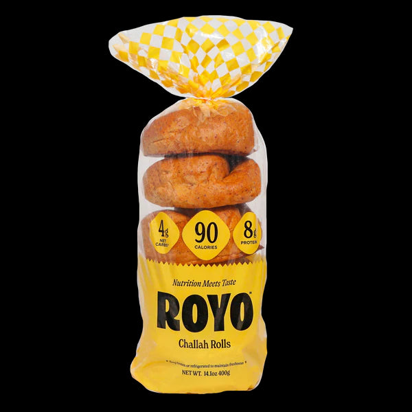 Royo Bread Co Low Carb Challah Rolls - Plain - Pack of 3