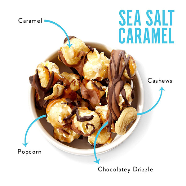 Funky Chunky Gourmet Popcorn Sampler Variety - Sea Salt Caramel, Nutty Choco Pop, Peanut Butter Cup, Chip Zel Pop, and Chocolate Pretzel - 5 oz - Pack of 5