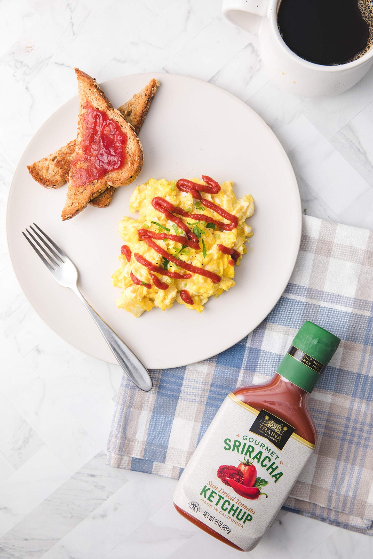 Traina Home Grown Gourmet Classic and Sriracha Ketchup Pack - No Corn Syrup, Non-GMO, 16 oz - Pack of 2