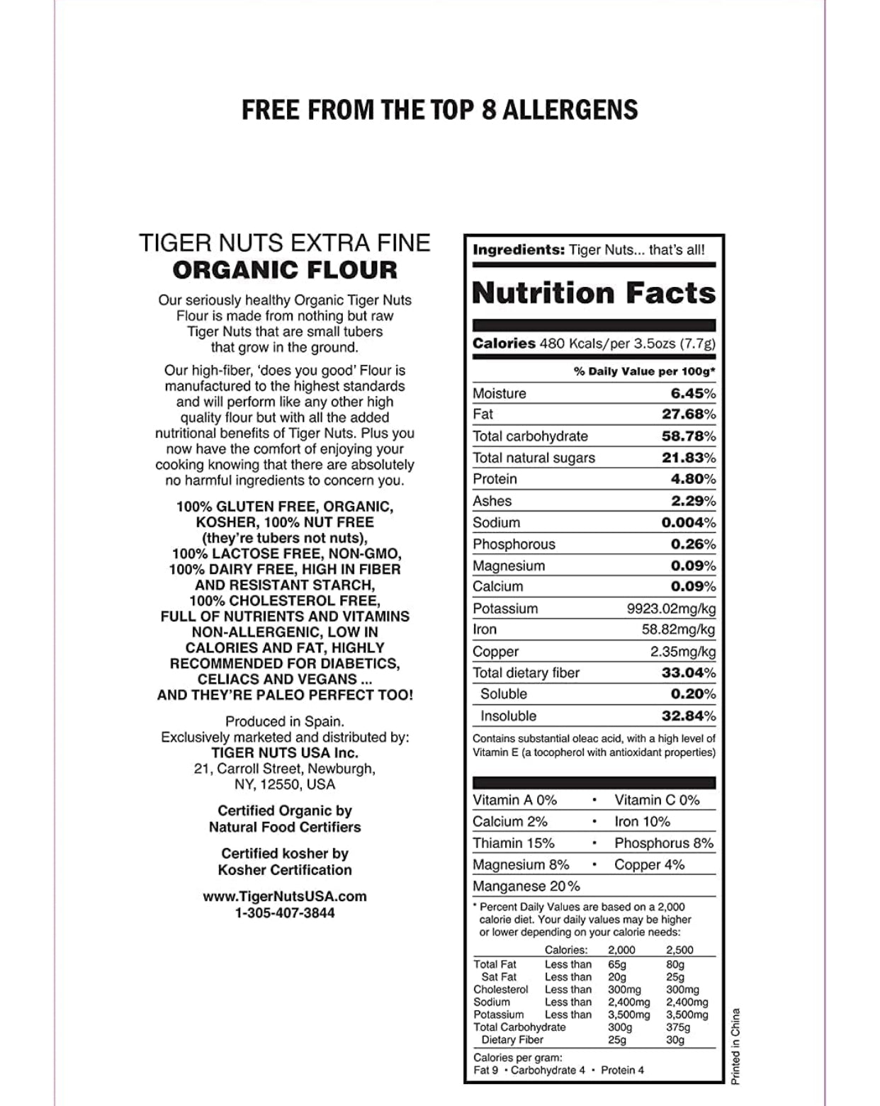 Organic Tigernut Flour - 2.2 lb