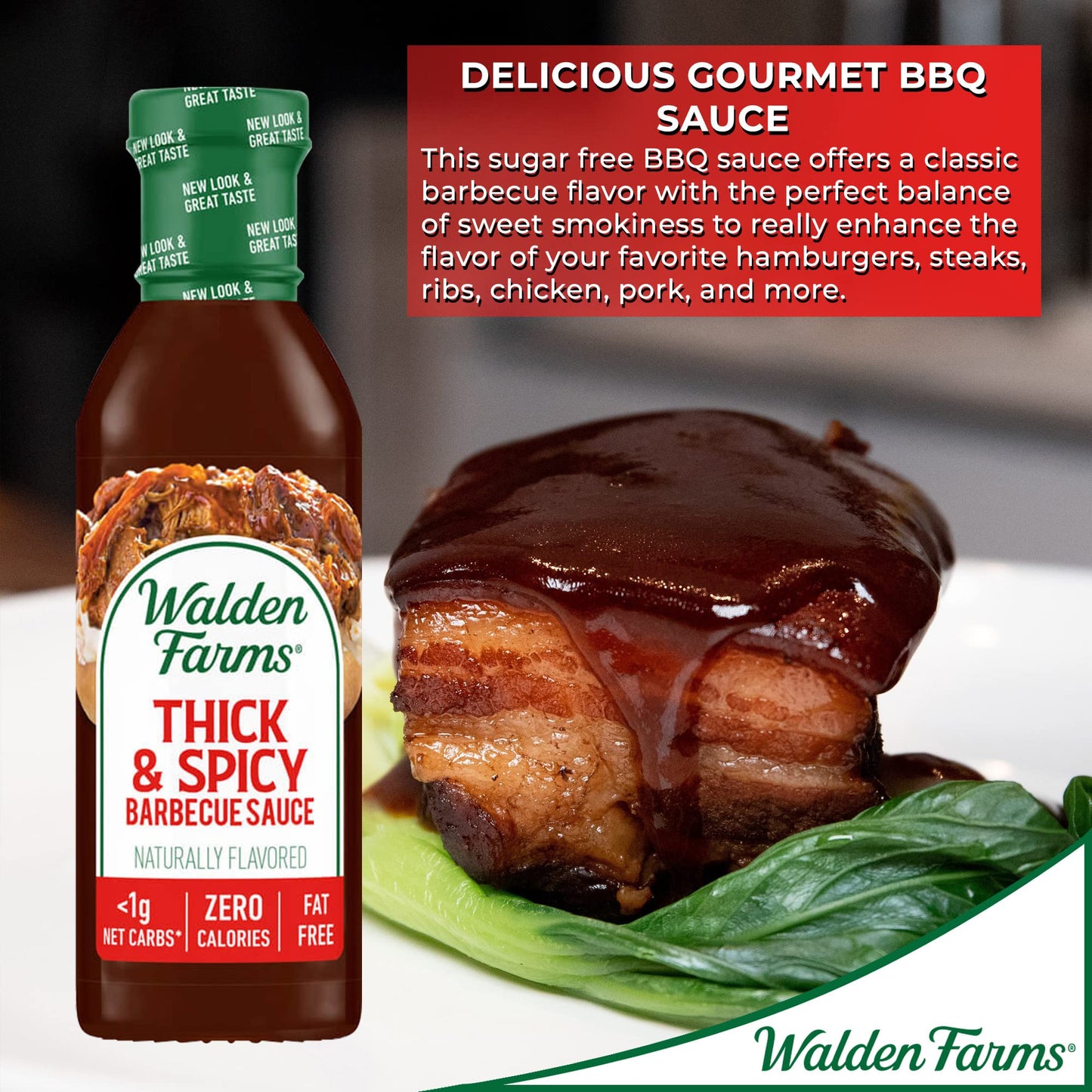 Walden Farms Bbq Sauce Variety - Hickory Smoked Barbecue, Thick and Spicy Bbq, Original Barbecue, Honey Barbecue, 12 oz - Pack of 4