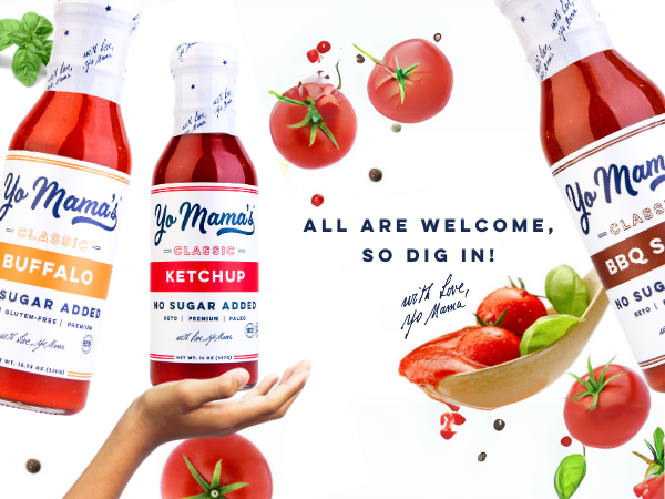 Keto Classic Ketchup by Yo Mama's Foods – Pack of 2 - No Sugar Added, Low Carb, Vegan, Gluten Free