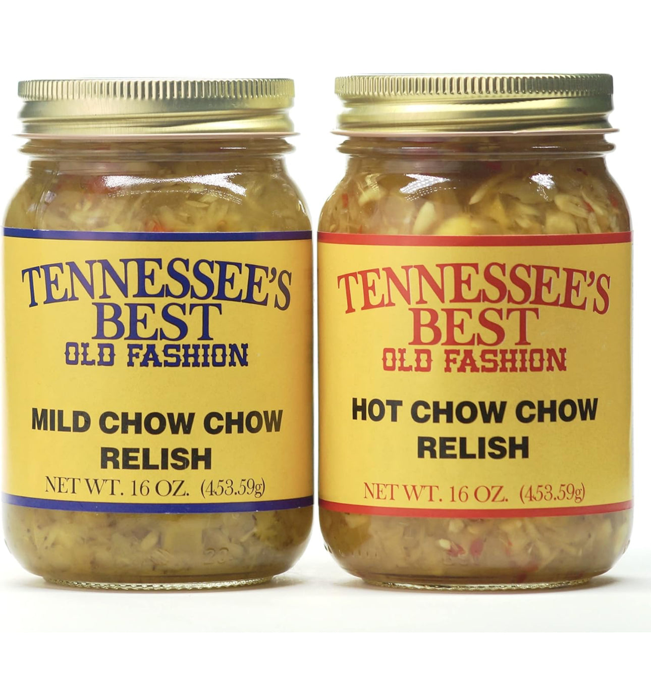 Tennessee's Best Southern Mild and Hot Chow Chow Relish - Pack of 2