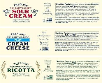Treeline Cheese Vegan Cheese Assortment - Ricotta, Herb Garlic, Scallion, Classic Aged, Cracked Pepper Aged Cheese Wheel
