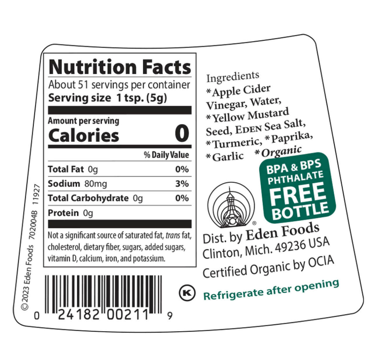 Eden Organic Yellow Mustard - Squeeze Bottle, Stone Ground, with Apple Cider Vinegar, 9 oz - Pack of 2