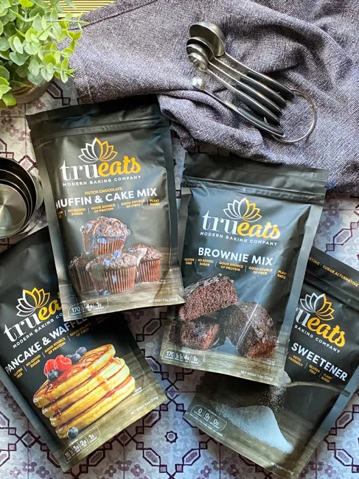 TruEats Pancake & Waffle Mix - Diabetic Friendly, Protein & Fiber Rich, Low Glycemic & Gluten Free, No Sugar Added, Vegan Friendly, Dairy Free, Plant Based, Sweetened with Monk Fruit Sweetener - Pack of 2