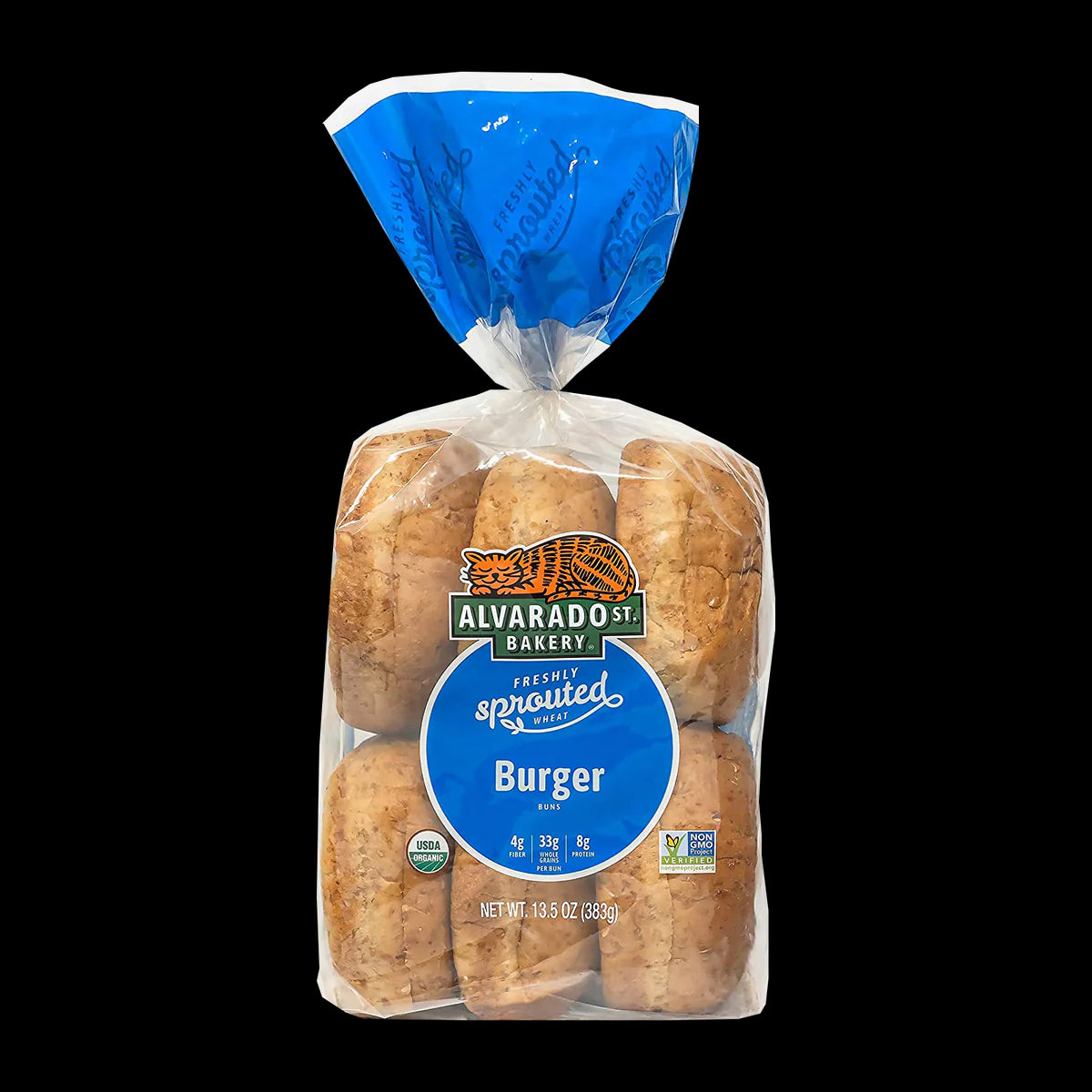 Alvarado Street Bakery Organic Sprouted Wheat Hamburger Buns, Bag of 6 - Pack of 2