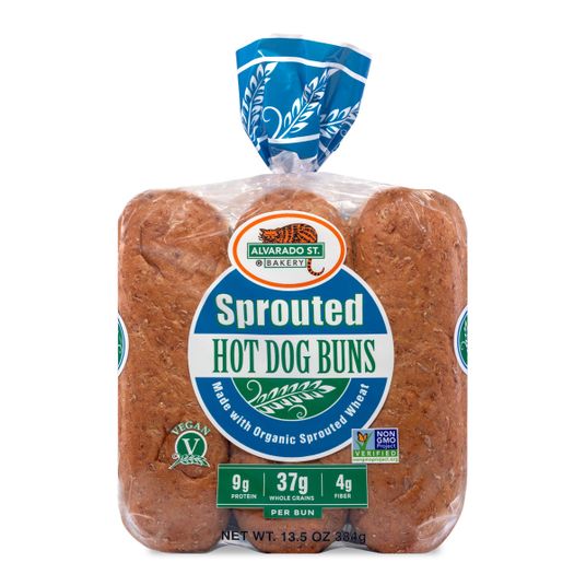 Alvarado Street Bakery Organic Sprouted Wheat Hot Dog Buns, Bag of 6 - Pack of 2