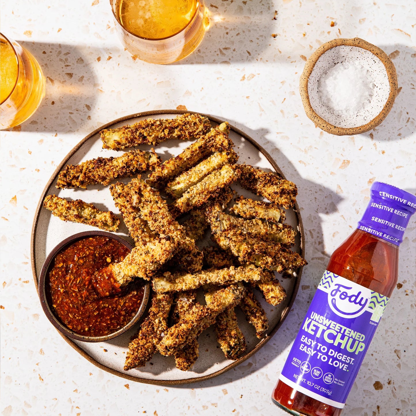 Fody Foods Vegan Tomato Variety Ketchup - Regular & Unsweetened, Keto Friendly Condiment, Non GMO - Pack of 2