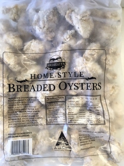 Boudreaux's Homestyle Breaded Oysters - 2 lb Bags, 25-35 Count - 5/Case
