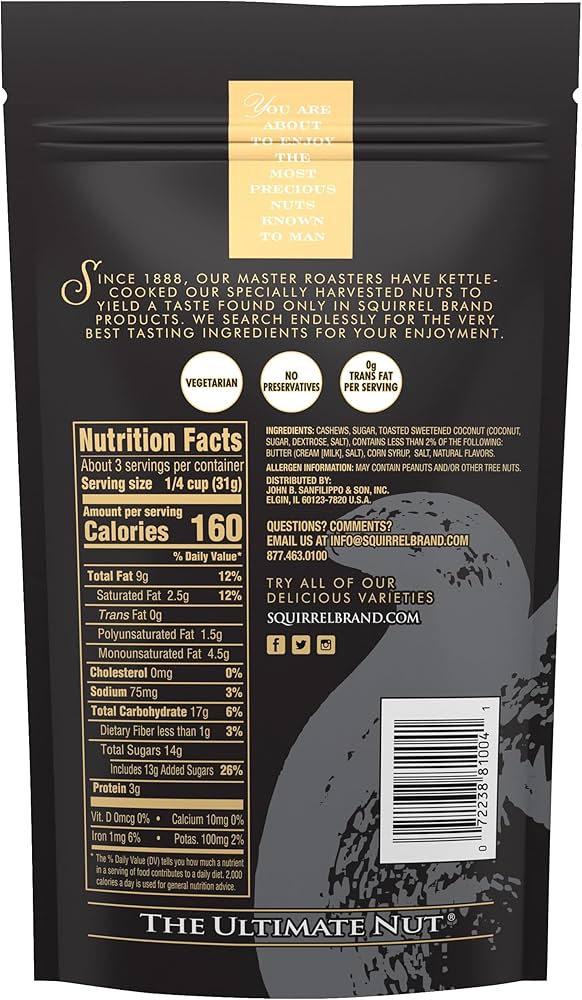 Caramel Toasted Colada Cashews & Sweet Brown Butter Cashews, 3.5 oz - Gluten Free, Vegetarian - Pack of 2