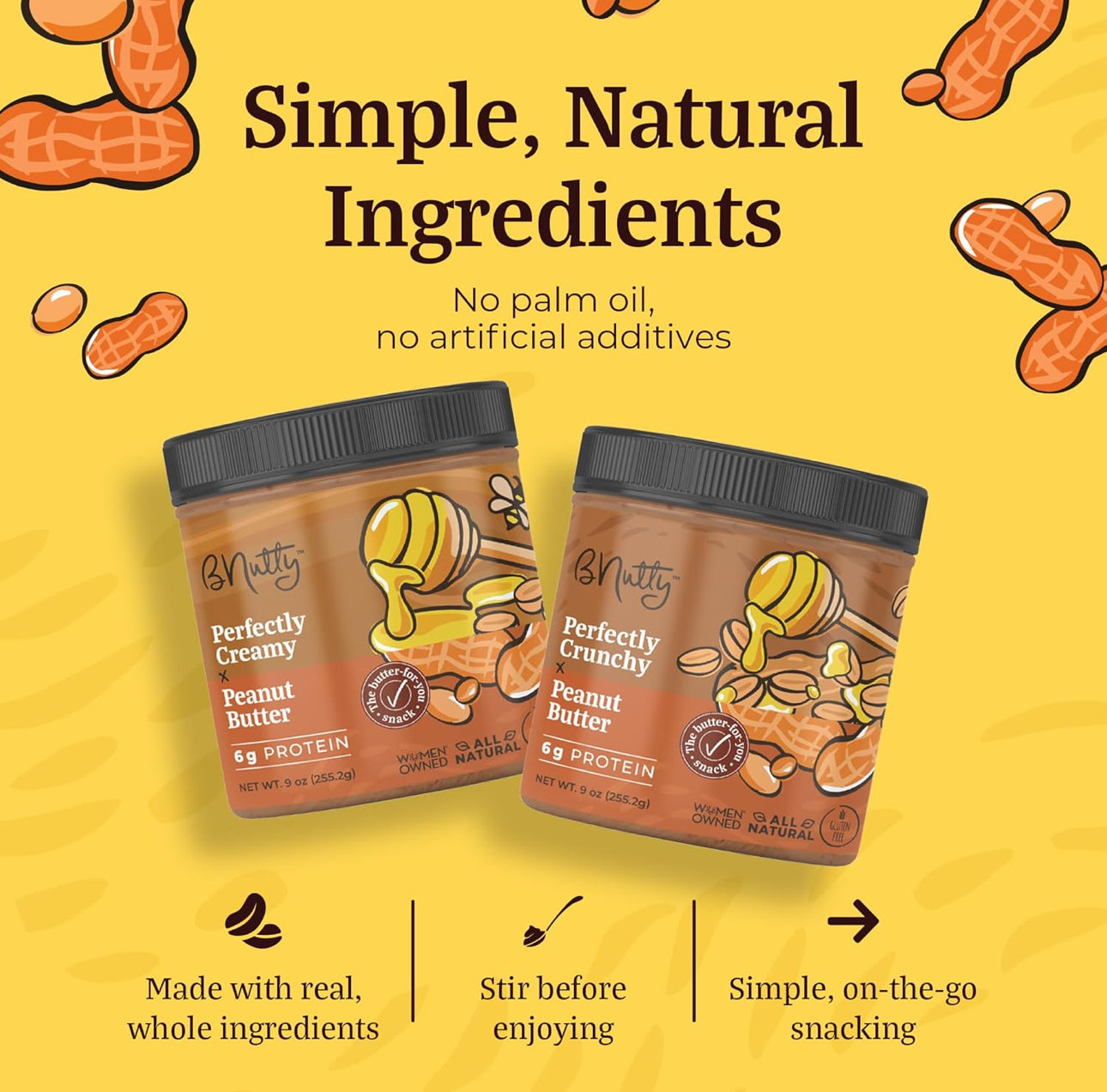 BNutty Gourmet Peanut Butter Holiday Gift 4 Pack - Cinnamon Sugar Cookie, Pecan Pie, Gingerbread, Joyful Cranberry