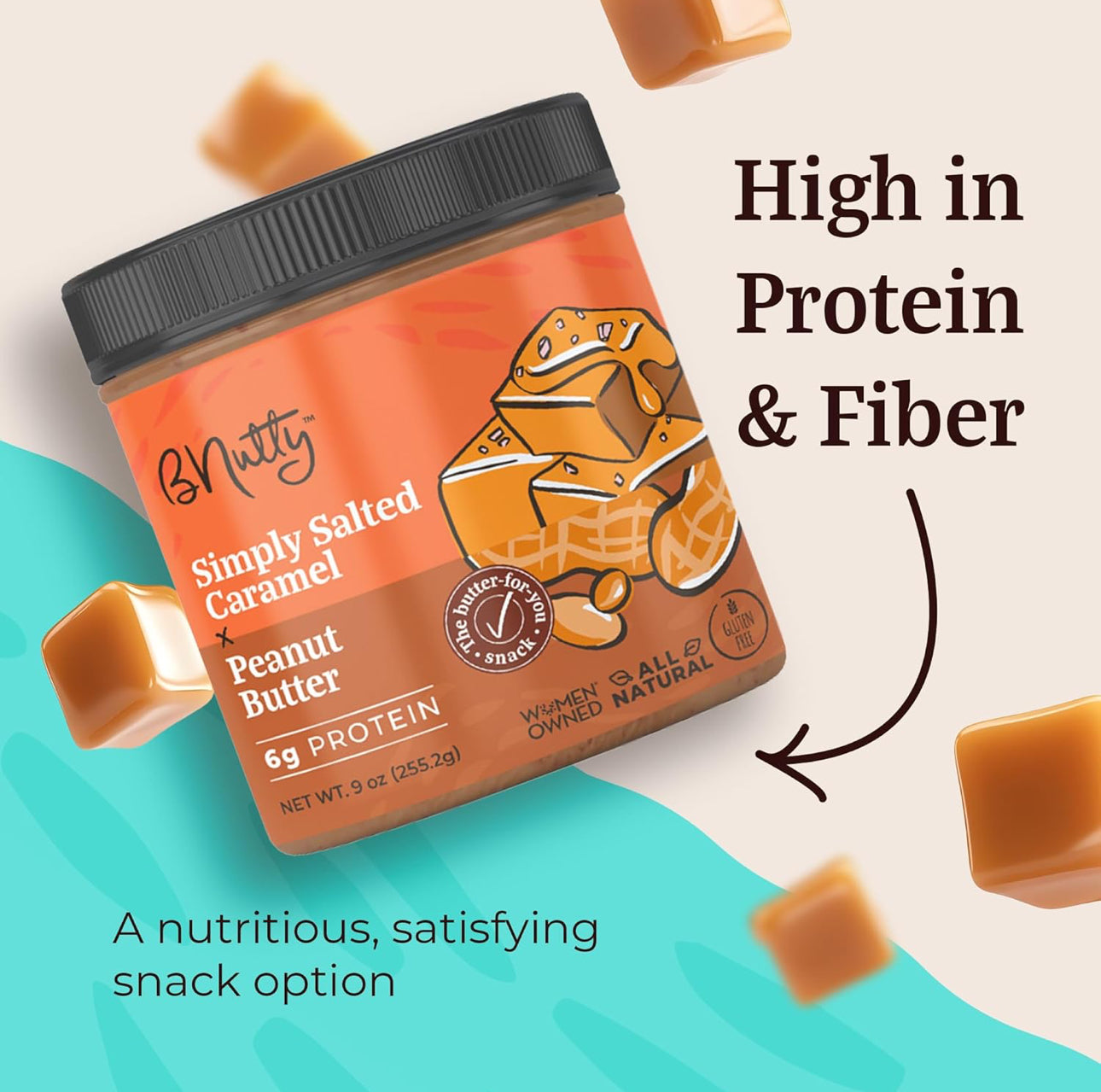 bNutty Sweet and Salty Peanut Butter - Assorted Flavors - Gluten Free, High Protein - Natural Peanut Butter - 4 Pack