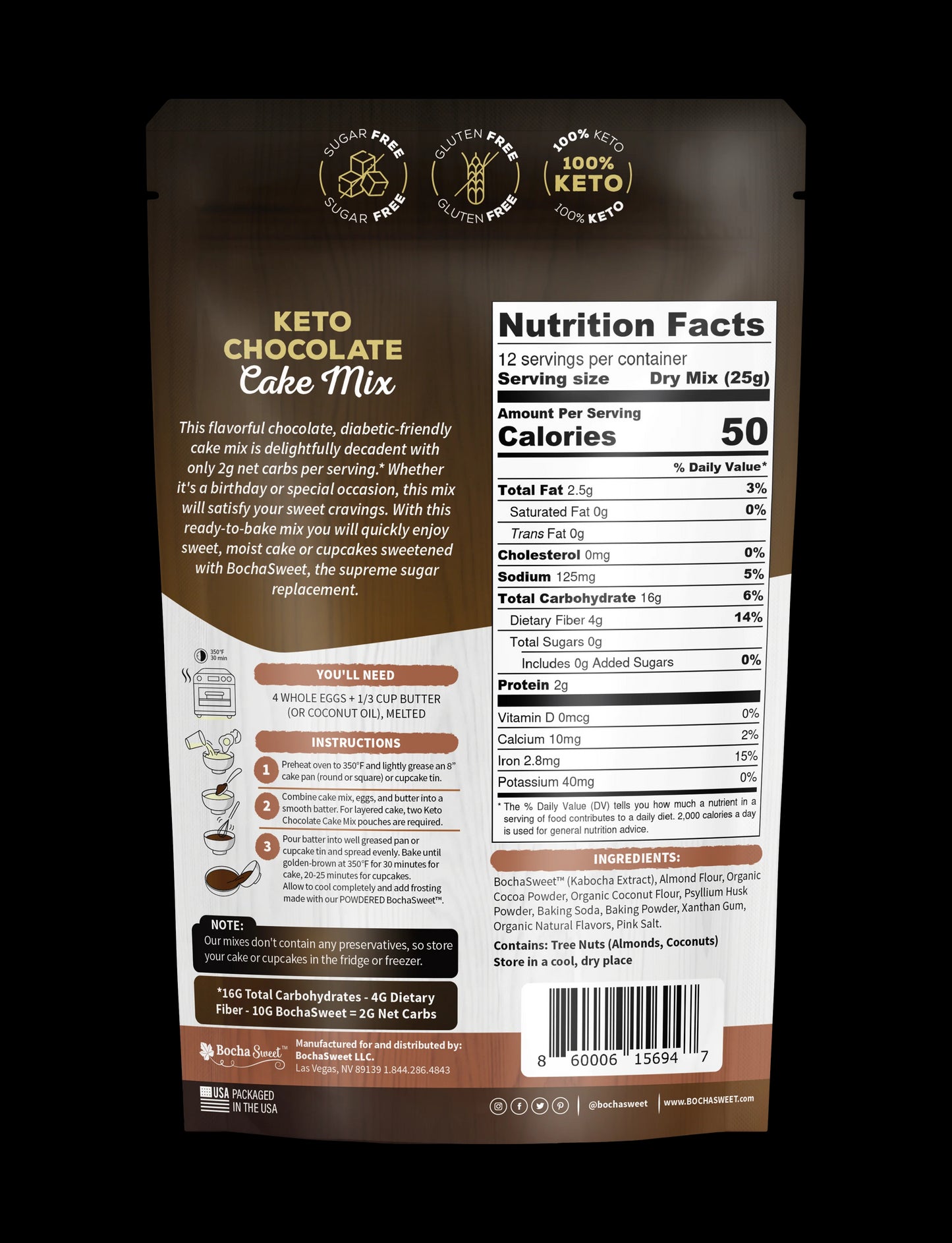 Keto Chocolate Cake Mix, 10.6 oz - Pack of 6