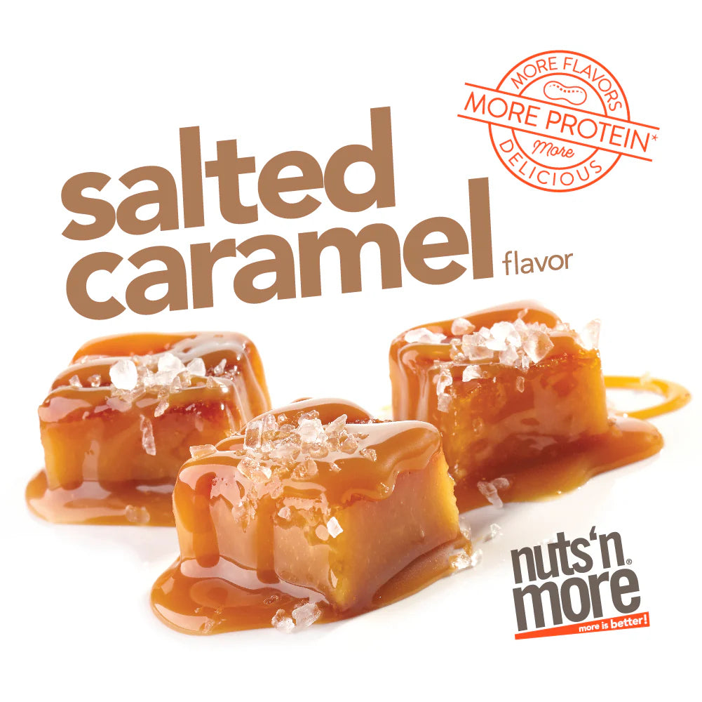 Nuts 'N More Salted Caramel Snack Packs - High Protein Peanut Spread, Low Carb, Low Sugar, Gluten Free, Non-GMO, with Omega-3s and Antioxidants - 1.10 oz Packets, Pack of 10