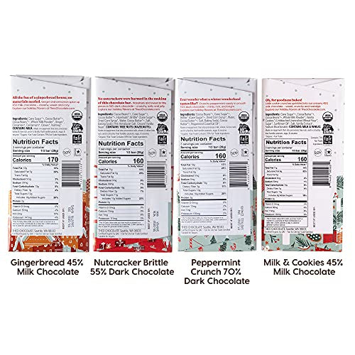 Theo Chocolate Organic Milk + Dark Chocolate Bars Classic Sampler Variety, Gluten Free, Non-Gmo - Pack of 10