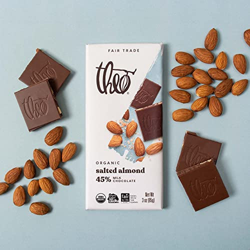 Theo Chocolate Organic Milk + Dark Chocolate Bars Classic Sampler Variety, Gluten Free, Non-Gmo - Pack of 10