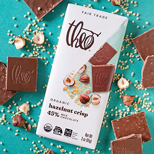Theo Chocolate Organic Milk + Dark Chocolate Bars Classic Sampler Variety, Gluten Free, Non-Gmo - Pack of 10