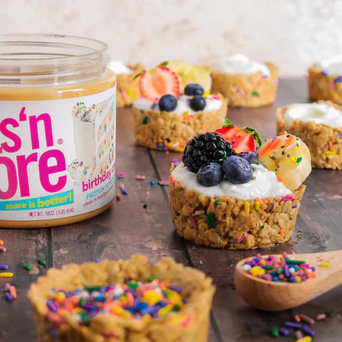 Nuts ‘N More Birthday Cake Peanut Butter Spread, Added Protein All Natural Snack, Low Carb, Low Sugar, Non-GMO, High Protein Flavored Nut Butter, 15 oz Jar - Pack of 2