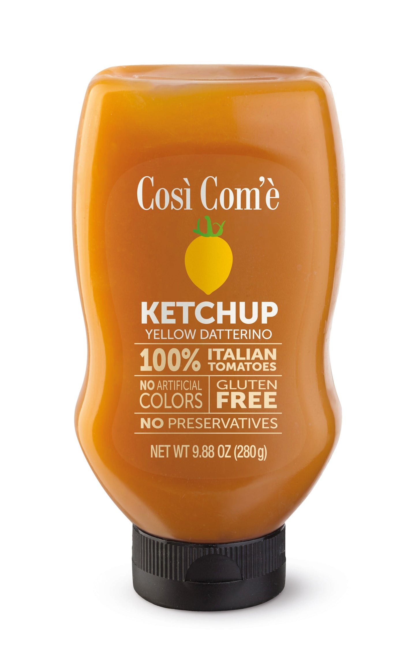 Così Com'è Italian Yellow Tomatoes Ketchup, made with 100% Italian Tomatoes, 9.88 oz, No preservatives, No Artificial Flavors, Non-GMO - Pack of 3