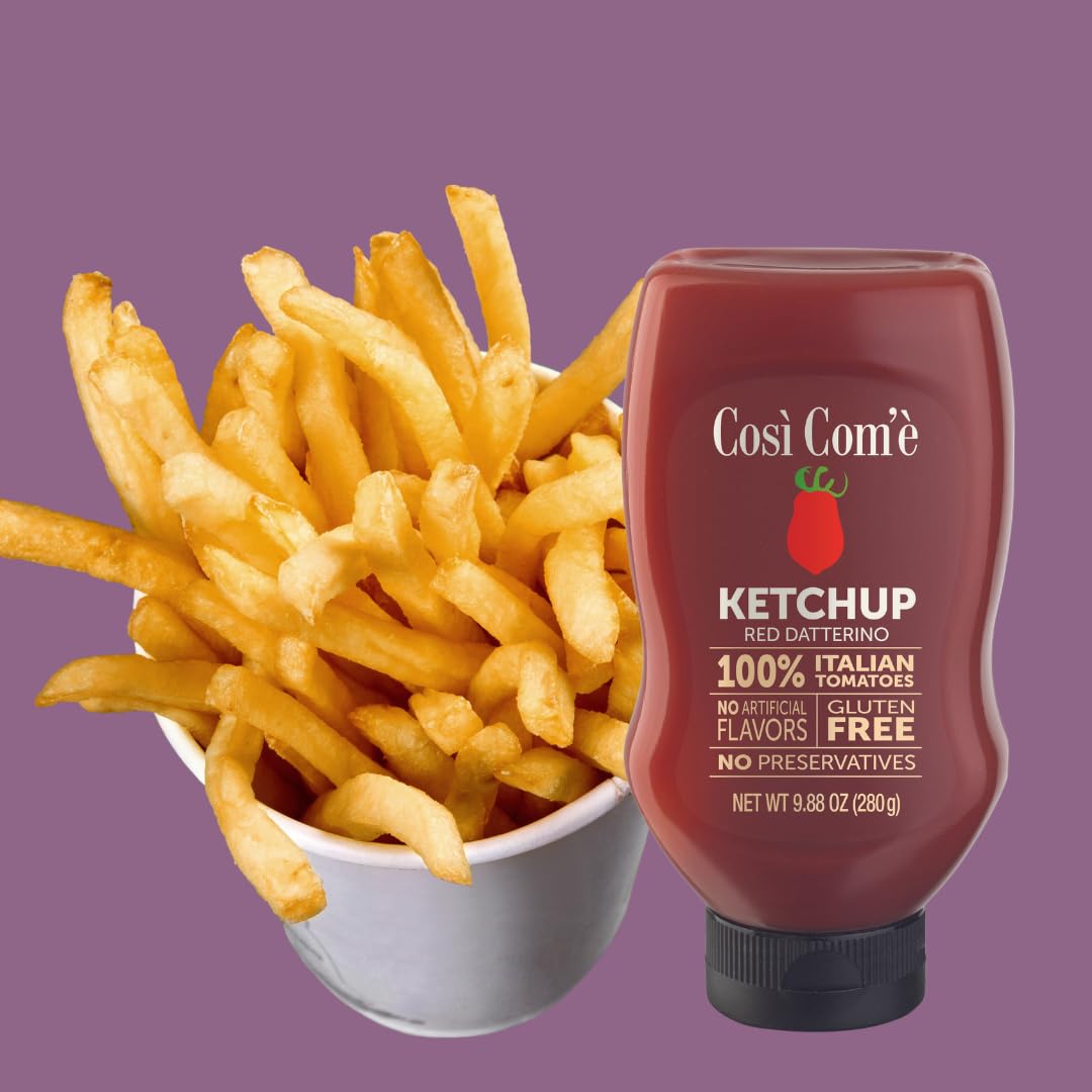 Così Com'è Italian Tomatoes Ketchup, made with 100% Italian Tomatoes, 9.88 oz, No preservatives, Red Ketchup, No Artificial Flavors, Non-GMO