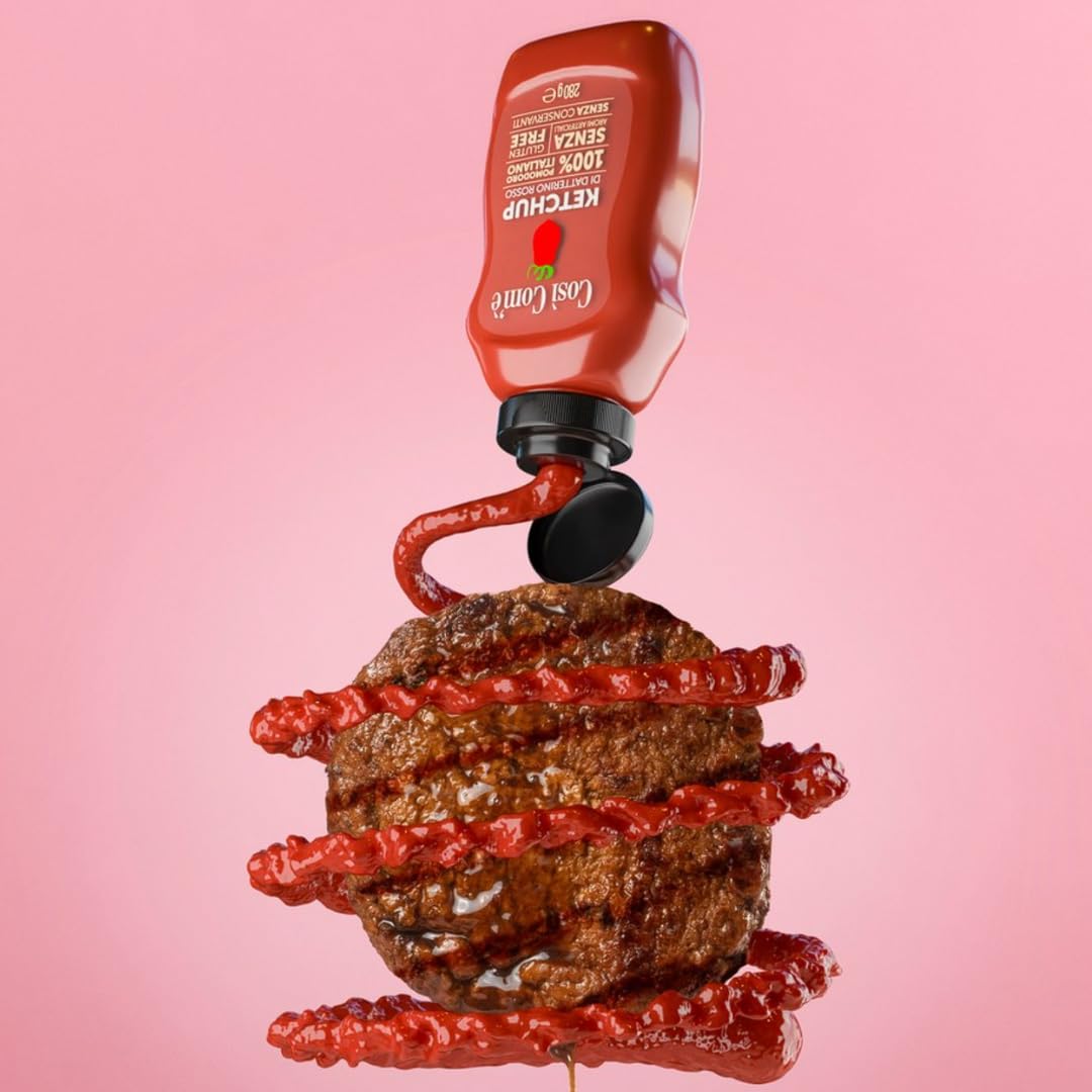 Così Com'è Italian Tomatoes Ketchup, made with 100% Italian Tomatoes, 9.88 oz, No preservatives, Red Ketchup, No Artificial Flavors, Non-GMO