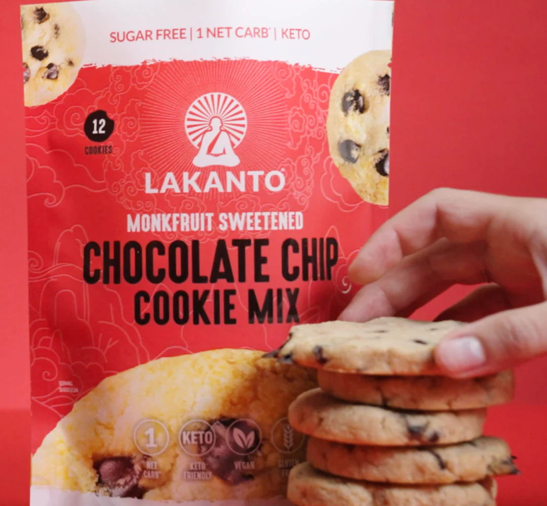 Lakanto Sugar Free Chocolate Chip Cookie Mix - Sweetened with Monk Fruit Sweetener, Gluten Free, Keto Diet Friendly, Vegan, 2g Net Carb, Almond Flour, Sea Salt , Makes 12 Cookies - Pack of 2
