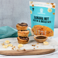 Lakanto Sugar Free Banana Nut Muffin and Bread Mix - Sweetened with Monk Fruit Sweetener, 2g Net Carbs, Gluten Free, Naturally Flavored, Keto Diet Friendly, Dairy Free, Makes 12 Muffins - Pack of 2