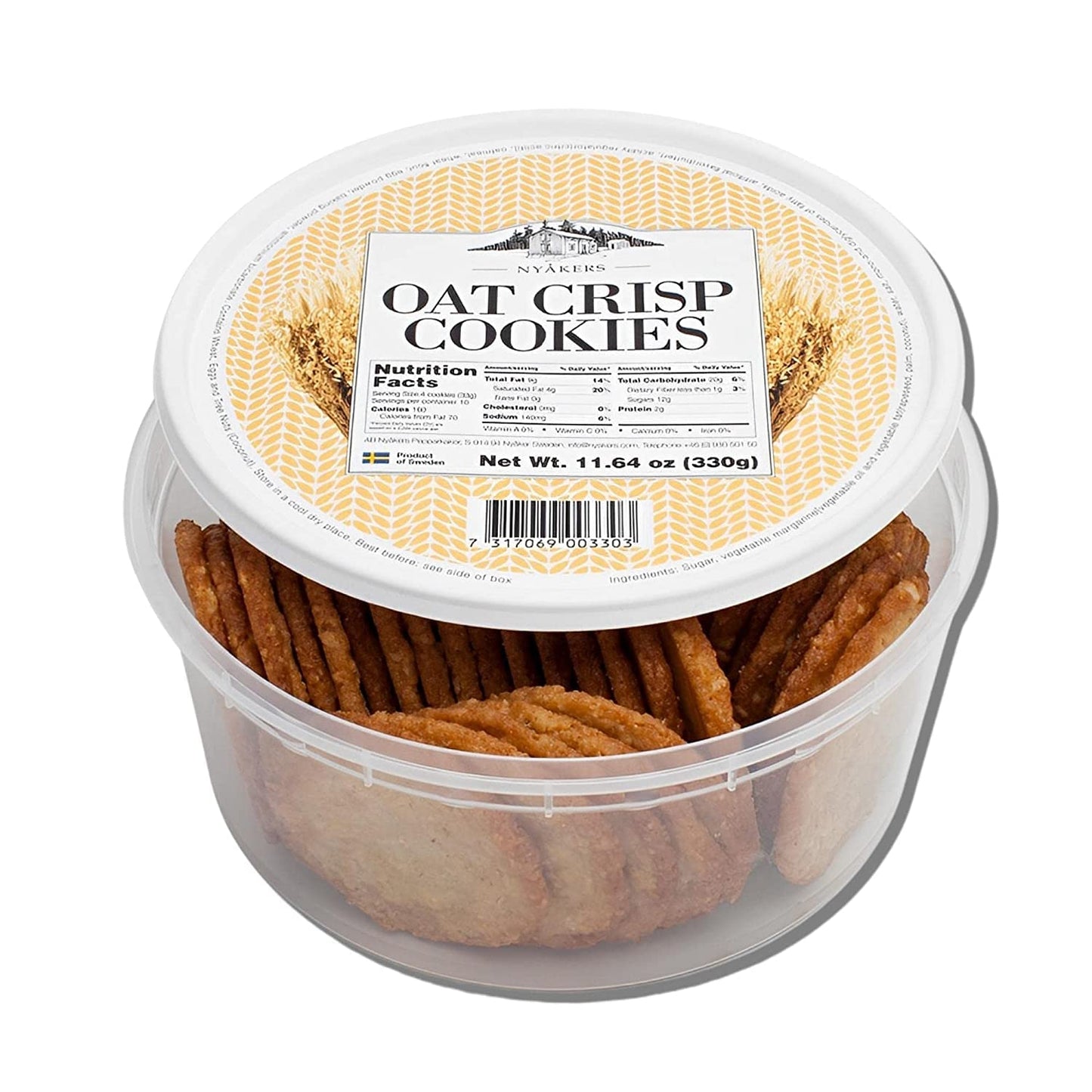 Nyakers Swedish Oat Crisp Cookies - Original, Famous & Old Fashioned Oatmeal Cookies Crunchy Biscuits & Gourmet Traditionally Baked in Sweden - Healthy Cookies for Breakfast, Snack & Gift - 11.64 oz