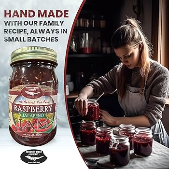 Gourmet Raspberry Jalapeno Jam - Small Batch - FAT FREE, GLUTEN FREE & ALL NATURAL