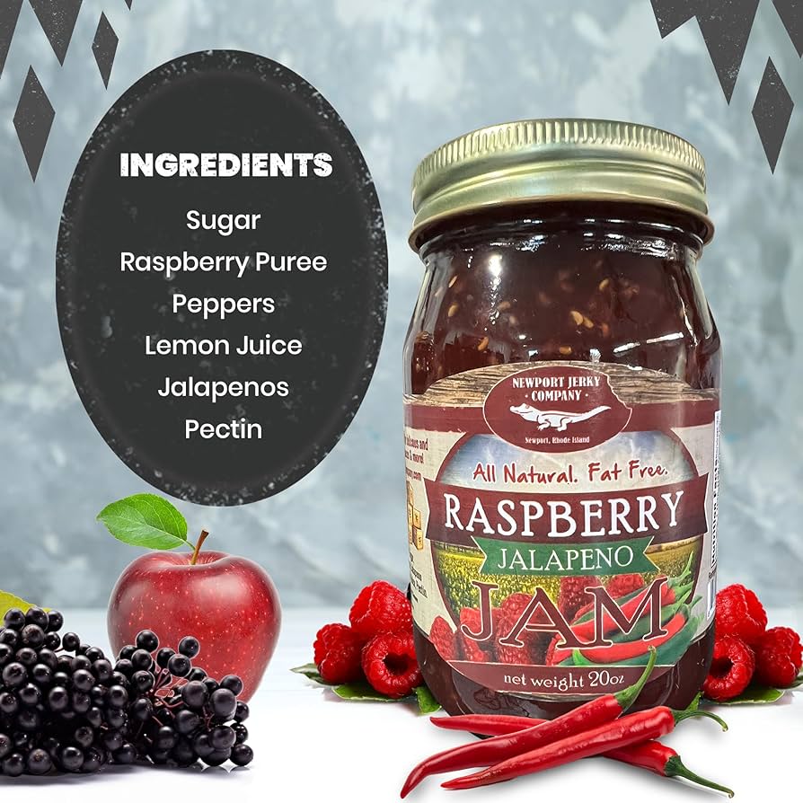 Gourmet Raspberry Jalapeno Jam - Small Batch - FAT FREE, GLUTEN FREE & ALL NATURAL