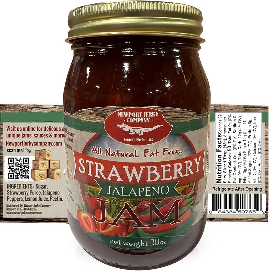Gourmet Strawberry Jalapeno Jam - Small Batch - FAT FREE, GLUTEN FREE & ALL NATURAL