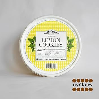 Nyakers Swedish Lemon Cookies - Original, Famous & Old Fashioned Lemon Gourmet Cookies Traditionally Baked in Sweden Since 1952 - Deliciously Sweet Cookies Gift Tub for Any Occasions, 12.34 oz