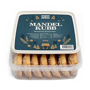 Nyakers Mandelkubb Almond Cake Bites - Famous & Old Fashioned Swedish Almond Cookies Snack Cakes Traditionally Baked in Sweden - Special Almond Cake Sugar Cookies in Large Nordic Tub - 14.11 oz