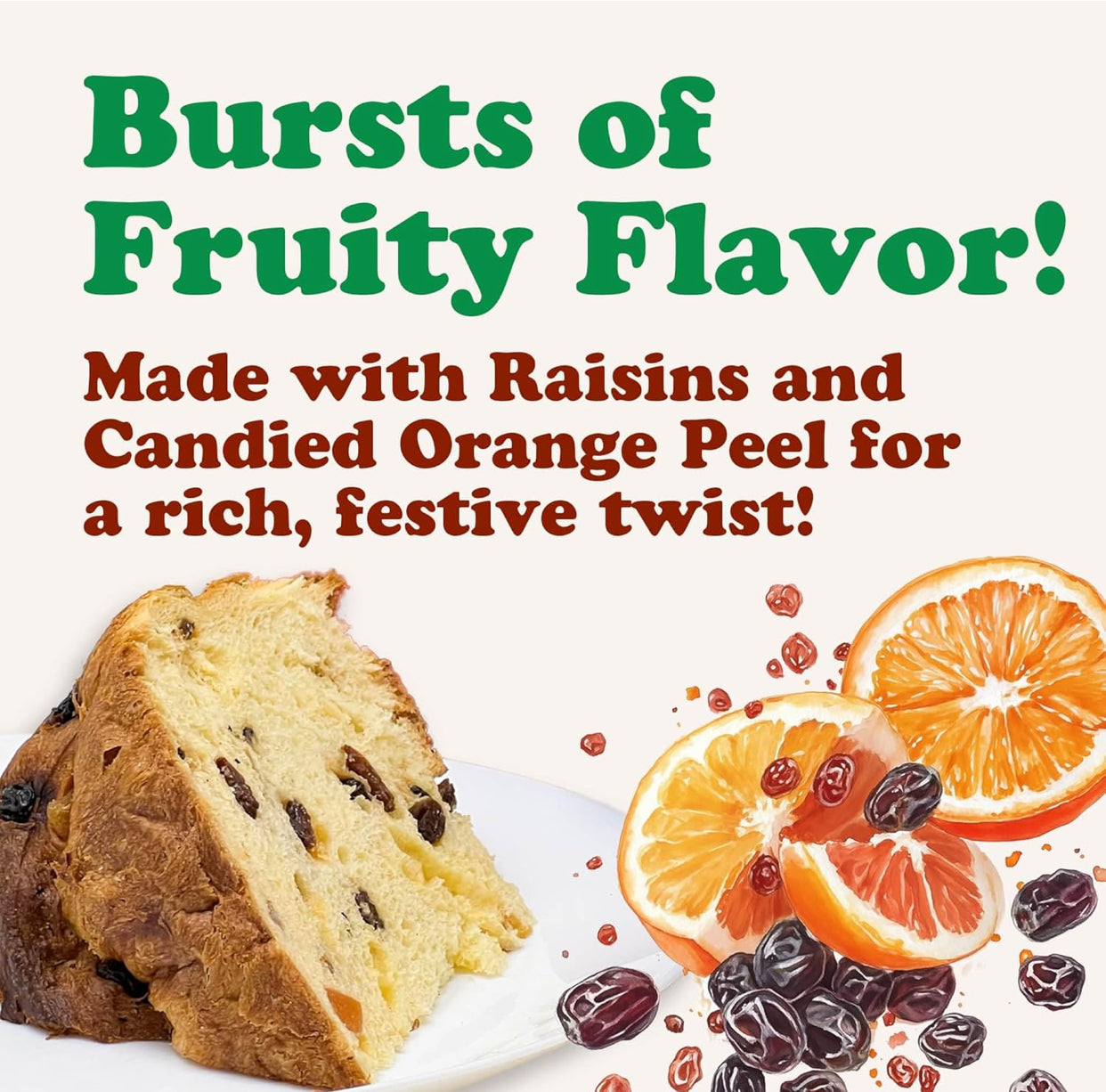 Organic Italian Panettone, Authentic Artisan-Made, Traditional Cake with Raisins and Candied Orange Peel - 1.65 lb