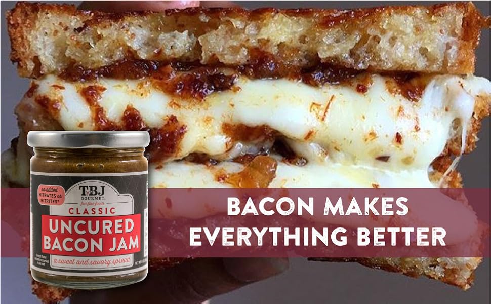 TBJ Gourmet Bacon Jam Variety Pack - Classic Bacon Jam, Sweet Chili Bacon Jam, Black Peppercorn Bacon Jam - Original Recipe Bacon Spread - Uses Real Bacon - No Preservatives, 9 oz - Pack of 3