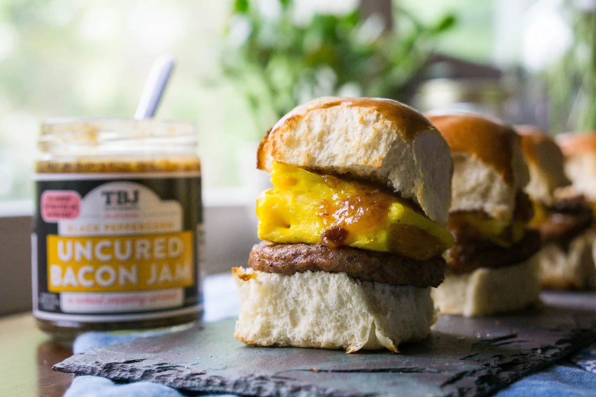TBJ Gourmet Bacon Jam Variety Pack - Classic Bacon Jam, Sweet Chili Bacon Jam, Black Peppercorn Bacon Jam - Original Recipe Bacon Spread - Uses Real Bacon - No Preservatives, 9 oz - Pack of 3