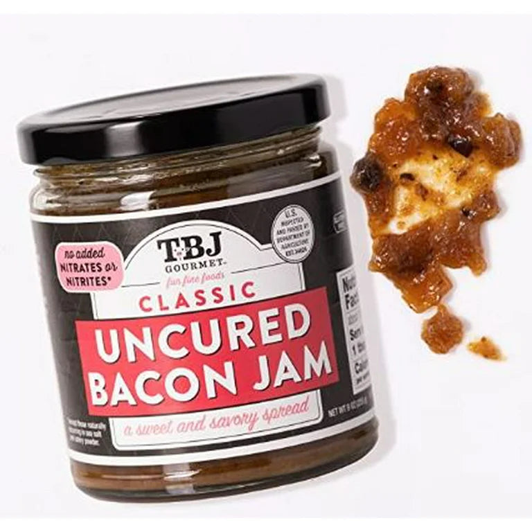TBJ Gourmet Bacon Jam Variety Pack - Classic Bacon Jam, Sweet Chili Bacon Jam, Black Peppercorn Bacon Jam - Original Recipe Bacon Spread - Uses Real Bacon - No Preservatives, 9 oz - Pack of 3