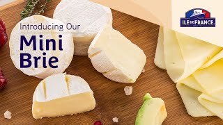 Ile de France Brie Cheese - 60 Soft Ripened French Cheeses - 0.9 oz Mini Brie Individual Cheese Bites