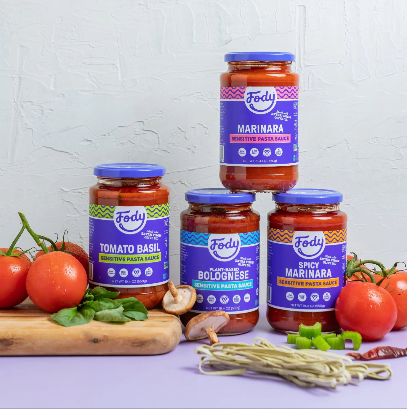 Fody Foods Tomato Basil Pasta Sauce, 19.4 Oz, Garlic and Onion Free, Low FODMAP Certified, Gut & IBS Friendly, Vegan, Non-GMO, Gluten Free, Kosher - Pack of 2