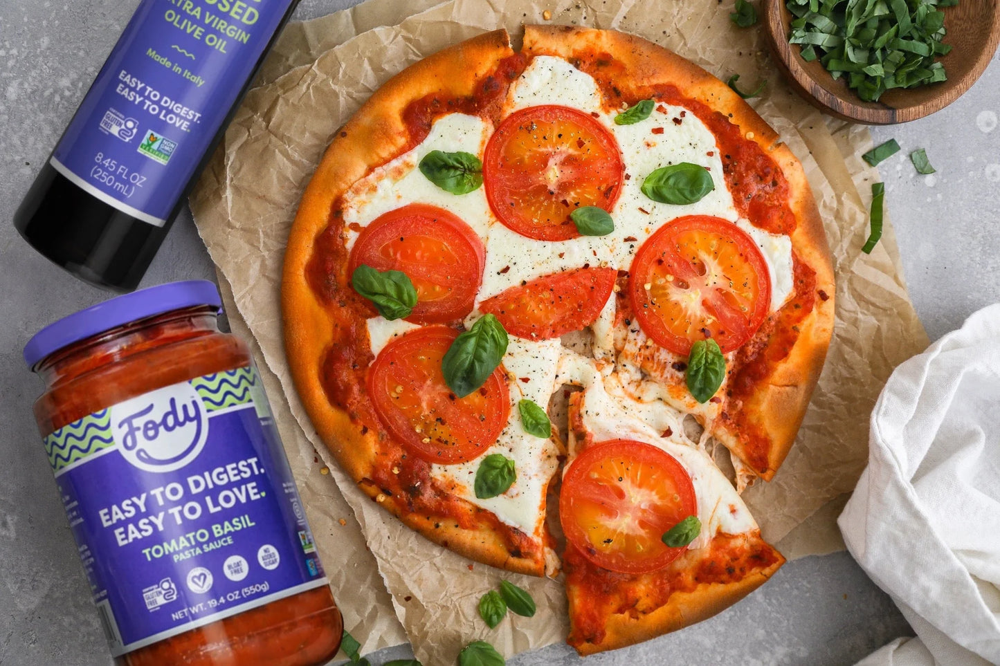 Fody Foods Tomato Basil Pasta Sauce, 19.4 Oz, Garlic and Onion Free, Low FODMAP Certified, Gut & IBS Friendly, Vegan, Non-GMO, Gluten Free, Kosher - Pack of 2