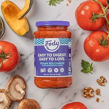 Fody Foods Bolognese Pasta Sauce, 19.4 Oz, Garlic and Onion Free, Low FODMAP Certified, Gut & IBS Friendly, Vegan, Non-GMO, Gluten Free, Kosher - Pack of 2