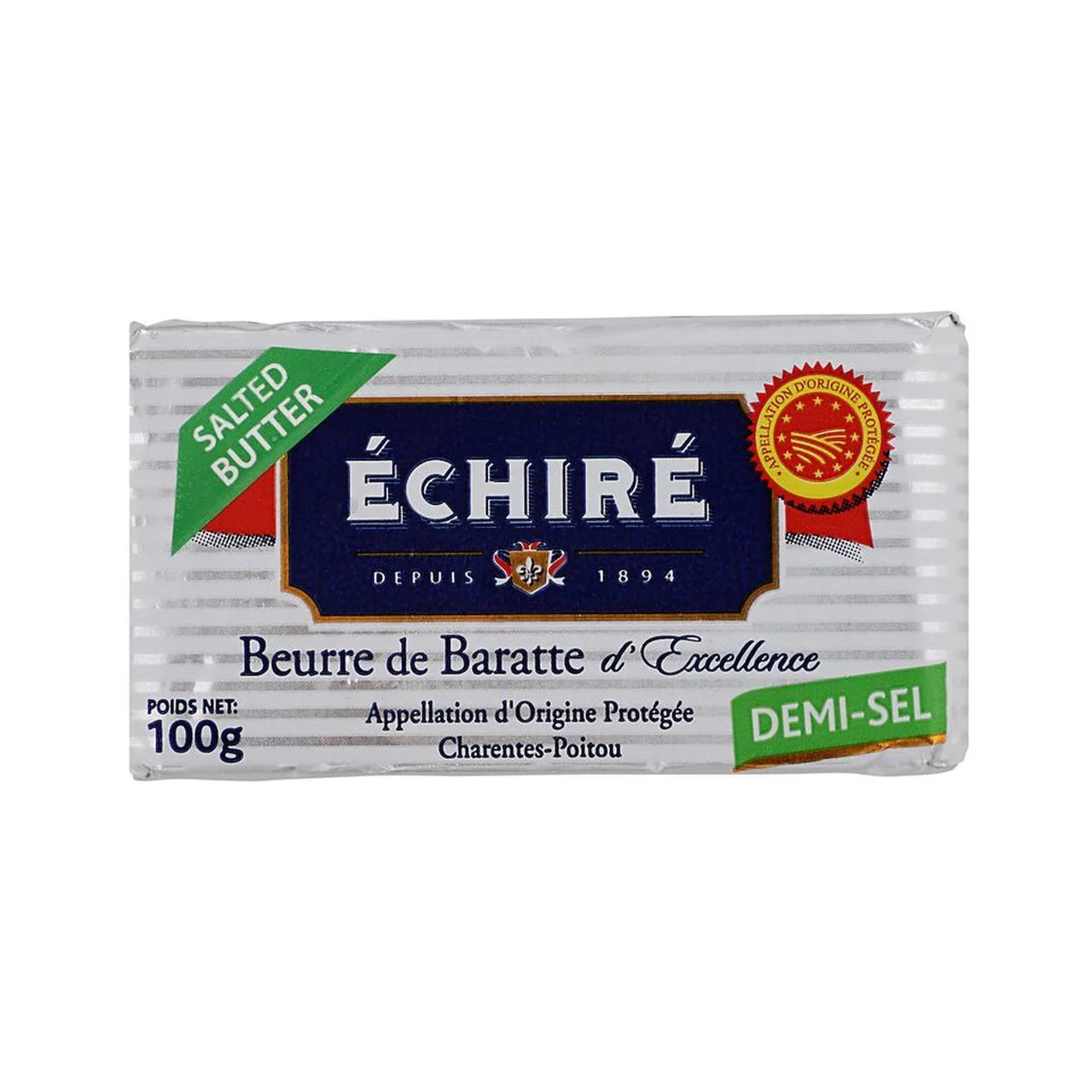 Demi-Sel Slightly Salted Churned Butter by Echire, 8.8 oz - Imported from France